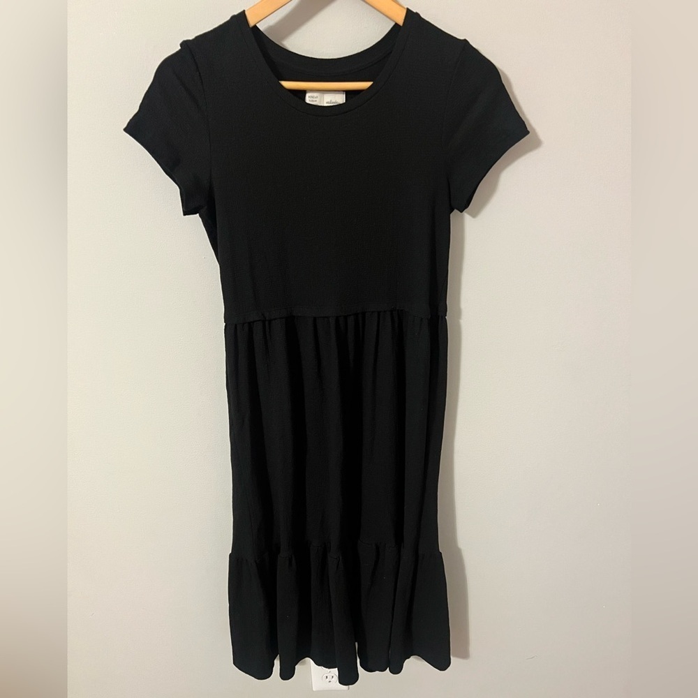 Anthropologie Saturday Sunday Tiered Textured Midi Dress Black
